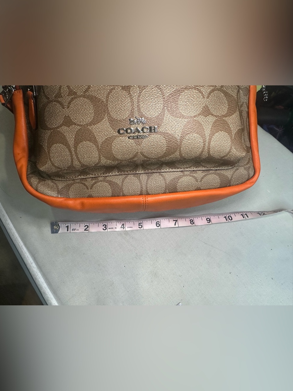 NWT Coach Signature Canvas Backpack with Orange Trim - Picture 8 of 11